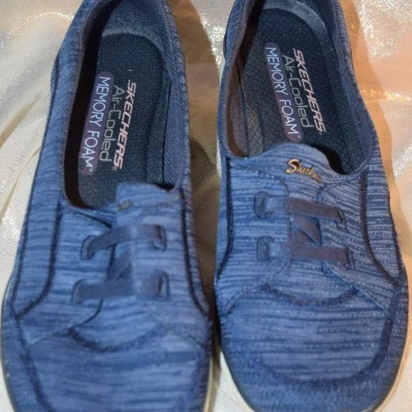 Skechers "No Tie" Air Cooled Memory Foam Sneakers, Blue, Size 8 - Picture 1 of 10